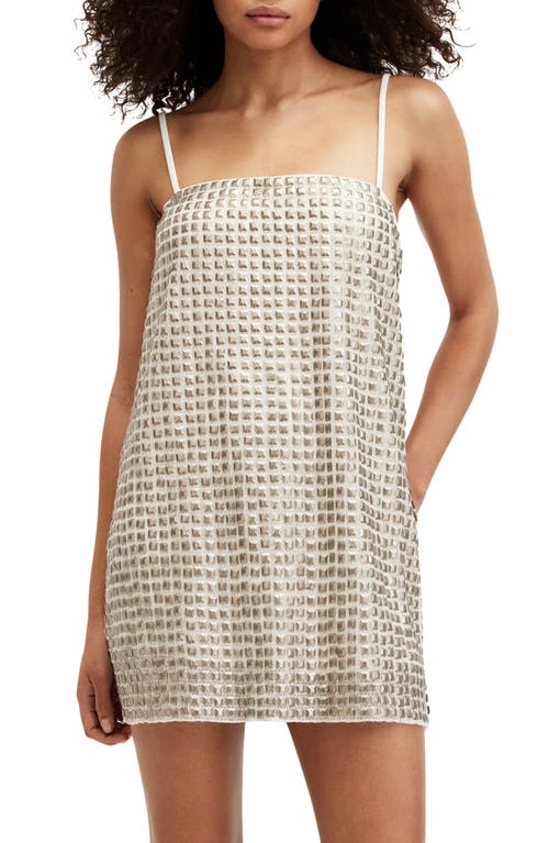 Shop Allsaints Opeline Studded Minidress In White/gold