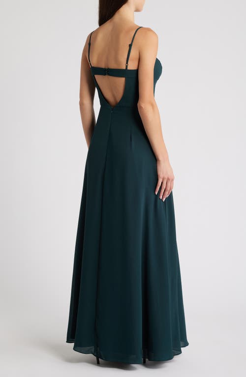 Shop Lulus Stunning Grace Chiffon Gown In Emerald Green