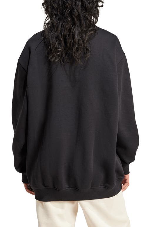 Adidas Originals Essentials Fleece Long Oversized Crew Sweatshirt In Black