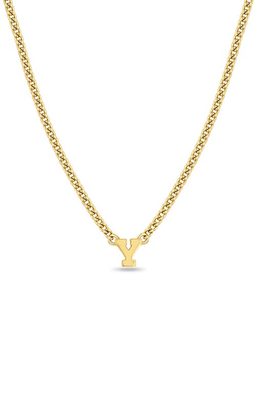Zoë Chicco Curb Chain Initial Pendant Necklace in Yellow Gold-Y at Nordstrom, Size 16