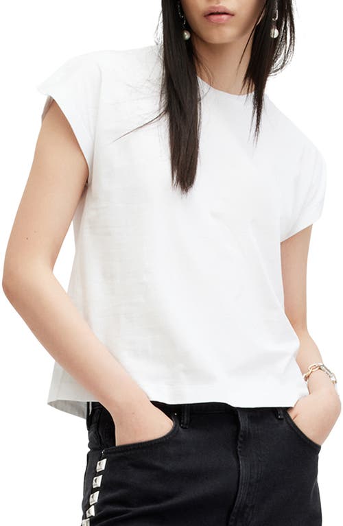 Shop Allsaints Rue Slit Sleeve Cotton T-shirt In Optic White