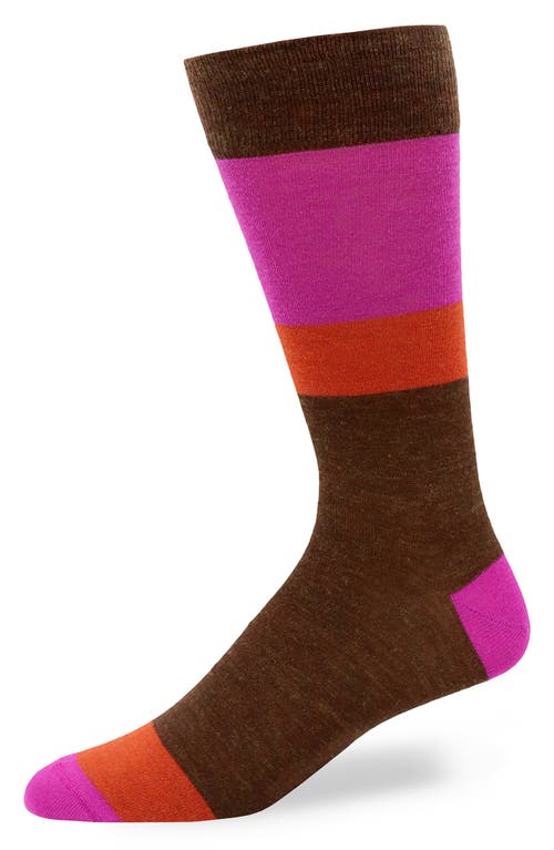 Lorenzo Uomo Colorblock Wool Blend Dress Socks in Brown