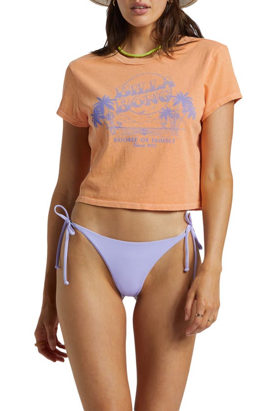 Billabong Hooked On Tropics Cotton Graphic Crop T-shirt In Tangy Peach