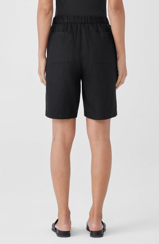Shop Eileen Fisher Organic Linen Shorts In Black