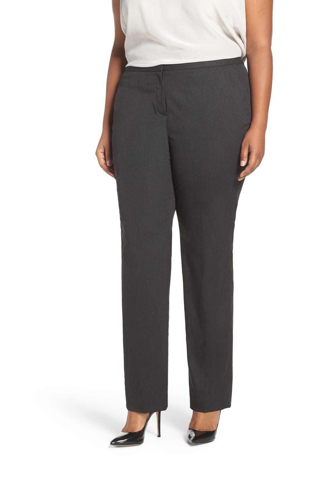 Halogen® Ministripe Stretch Straight Leg Suit Pants (Plus Size) Nordstrom