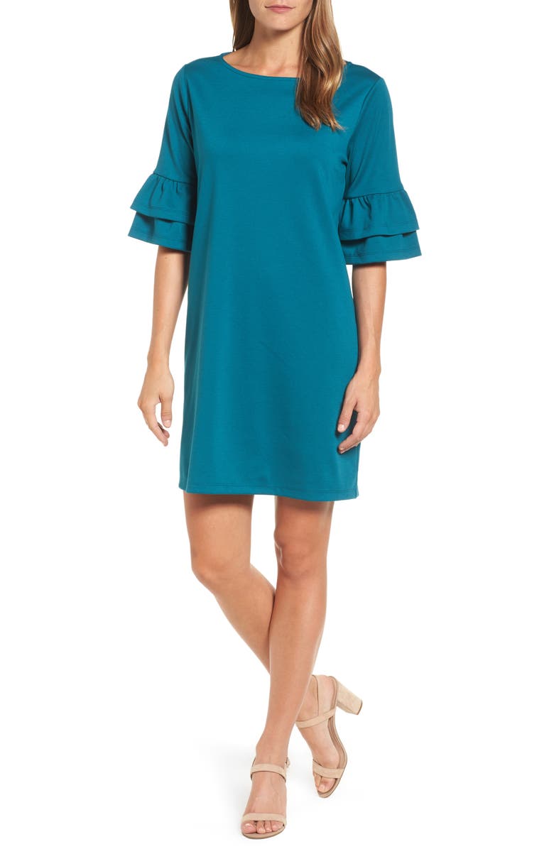 Halogen® Ruffle Sleeve Shift Dress (Regular & Petite) | Nordstrom