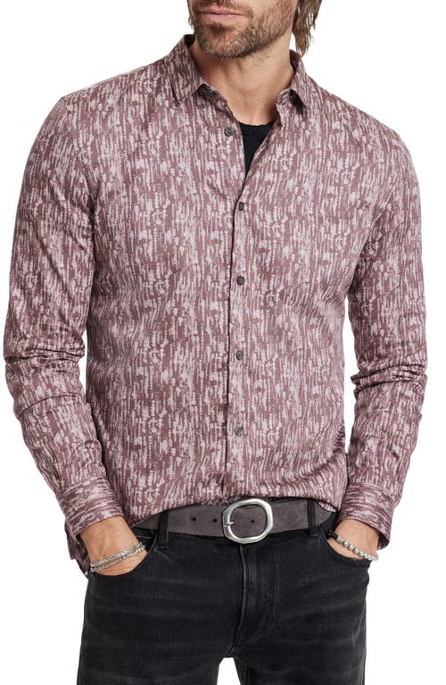 Ross Slim Fit Spattered Button-Up Shirt in Worn Mauve