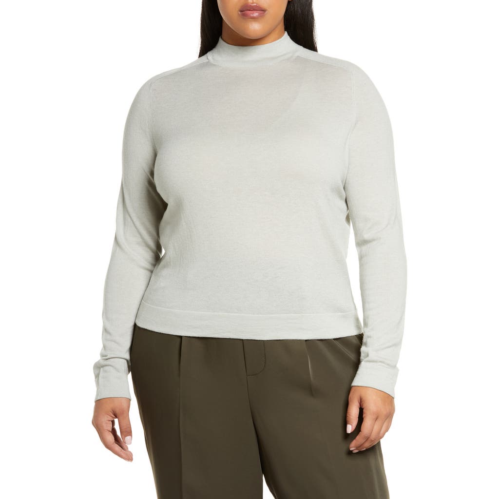 Vince Seamless Mock Neck Wool Blend Sweater In Silverstone