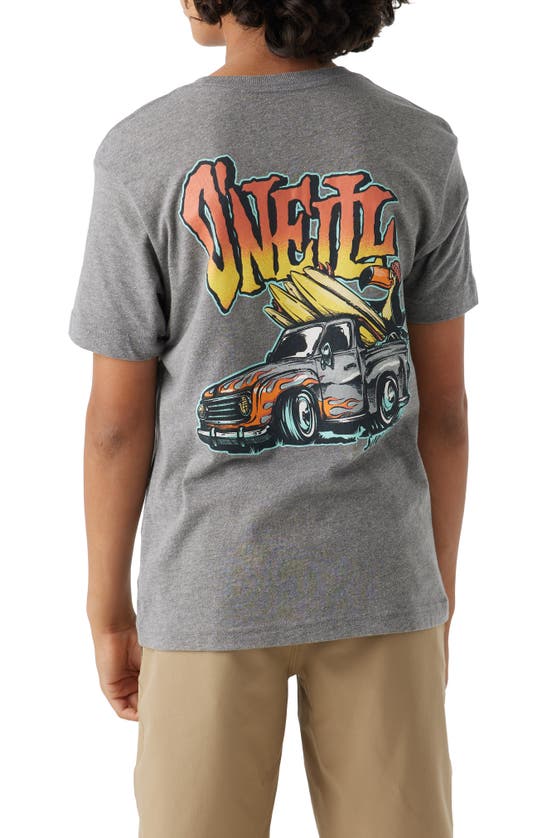 Shop O'neill Kids' Run The Road Cotton Graphic T-shirt In Heather Grey