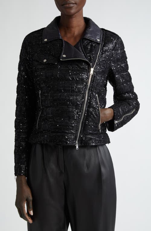 Herno Sequin Embellished Quilted Down Moto Jacket 9300 Black at Nordstrom, Us