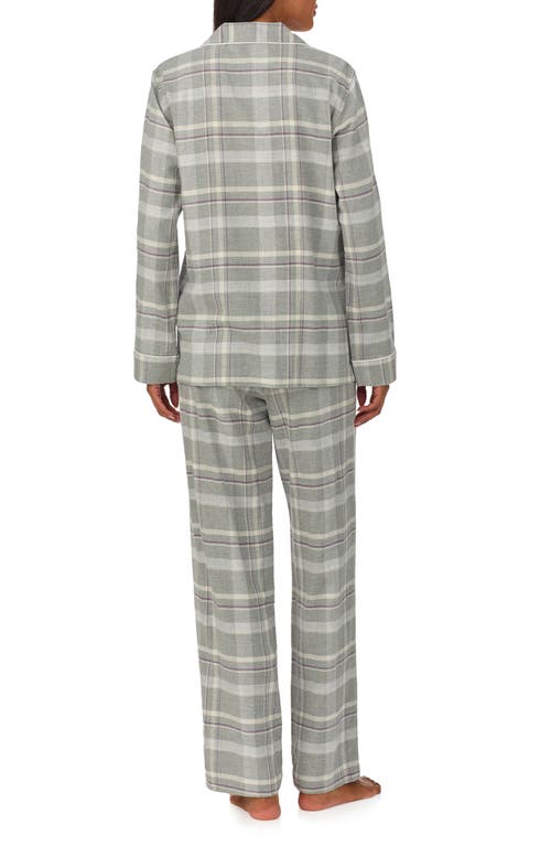 Shop Lauren Ralph Lauren Print Cotton Blend Pajamas In Grey Plaid