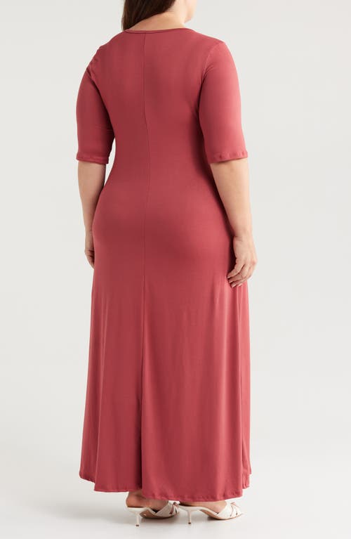 Shop 24seven Comfort Apparel Scoop Neck Jersey Maxi Dress In Brick