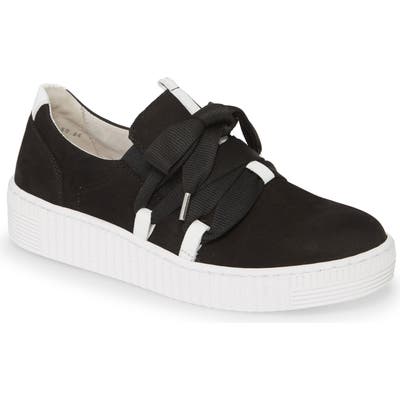 Gabor Fashion Lace-Up Sneaker, Black