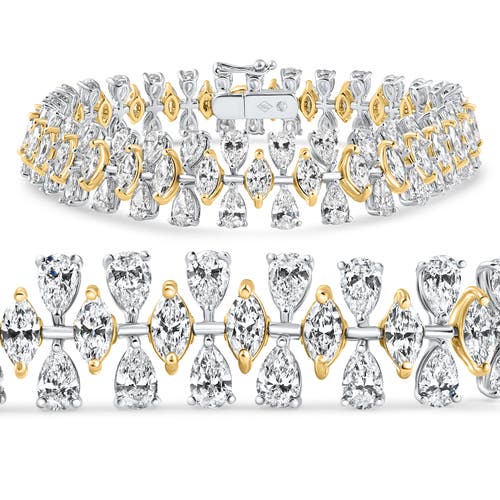 Bliss Diamond 15ct Pear & Marquise Shape Diamond Tennis Bracelet 18k Gold 7" 22grams Lab Grown In 18k Yellow Gold