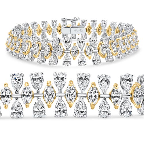 Shop Bliss Diamond 15ct Pear & Marquise Shape Diamond Tennis Bracelet 18k Gold 7" 22grams In 18k Yellow Gold