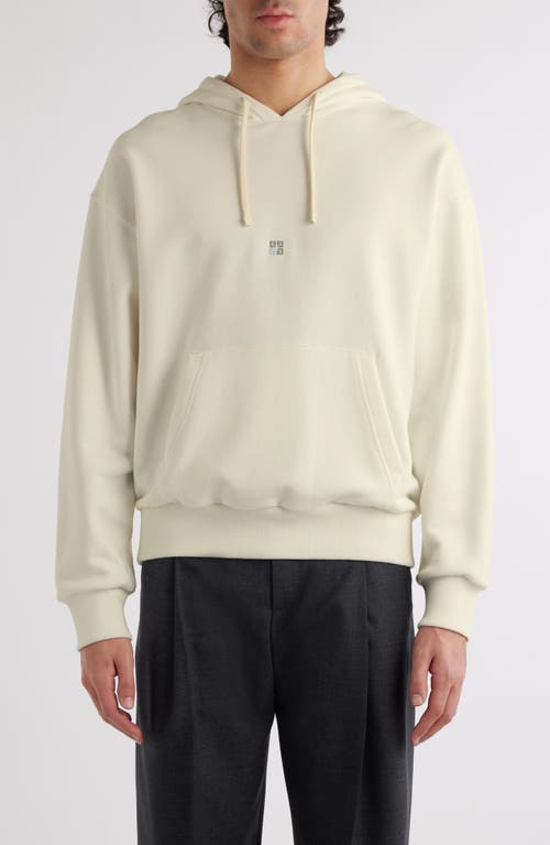 Shop Givenchy Embroidered Logos Boxy Fit Cotton Hoodie In Ivory