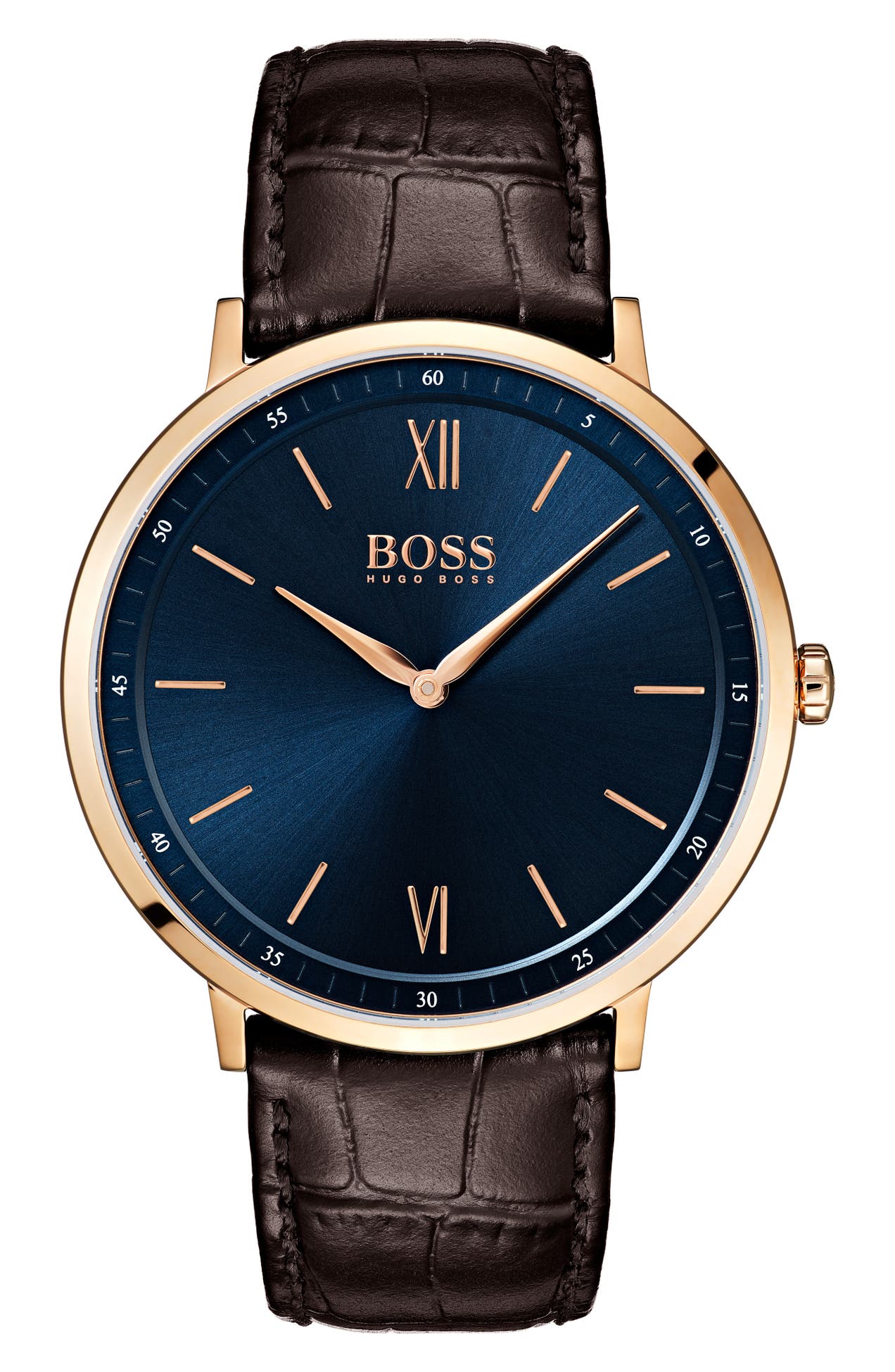 BOSS Essential Ultra Slim Leather Strap Watch, 40mm Nordstrom Rack