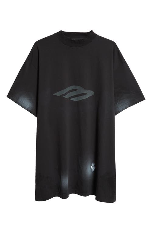 Balenciaga 3b Sport Icon Oversize Graphic T-shirt In 1083 Faded Black