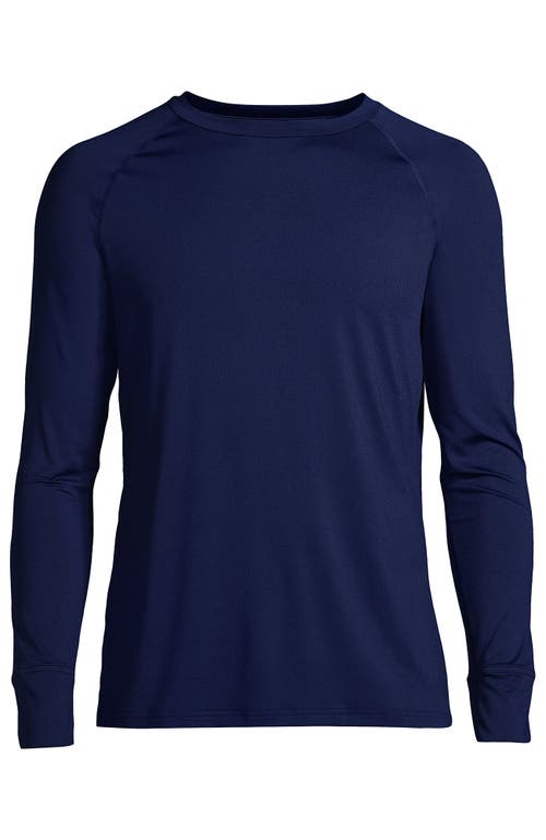 Shop Lands' End Stretch Thermaskin Long Underwear Crew Base Layer In Deep Sea Navy