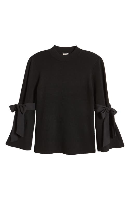 Shop Anne Klein Tie Sleeve Sweater In Anne Black