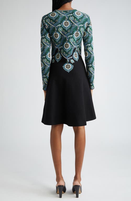 Shop Etro Paisley Jacquard Long Sleeve Sweater Dress In Green Paisley Print S9000