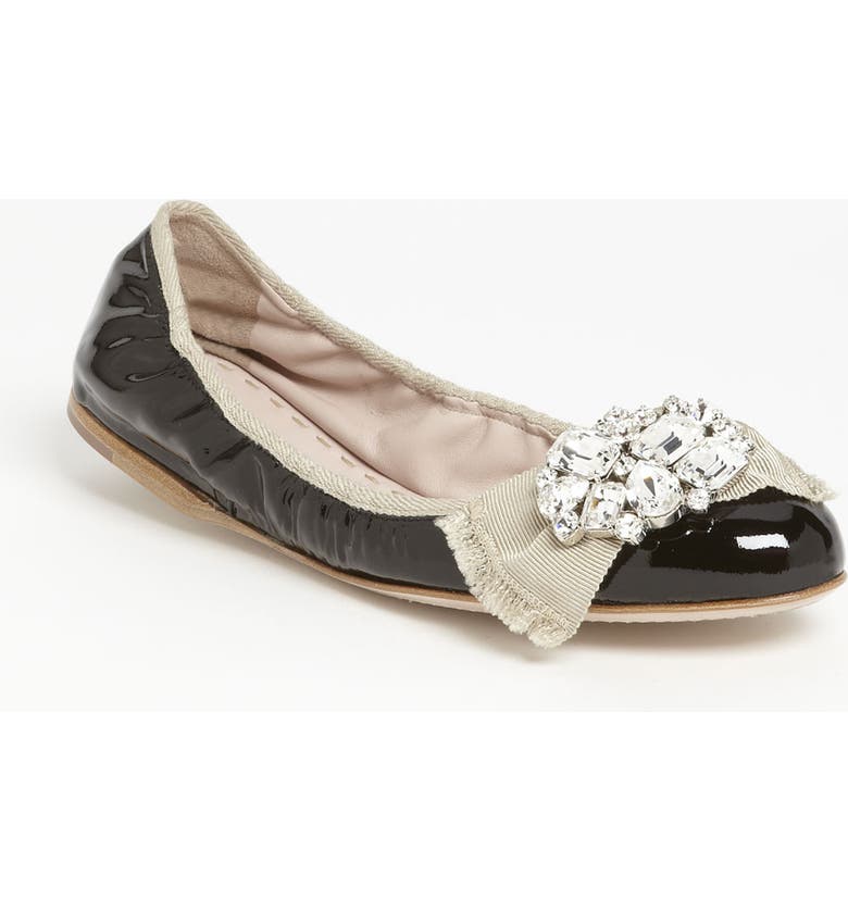 Miu Miu 'Crystal Bow' Ballerina Flat | Nordstrom