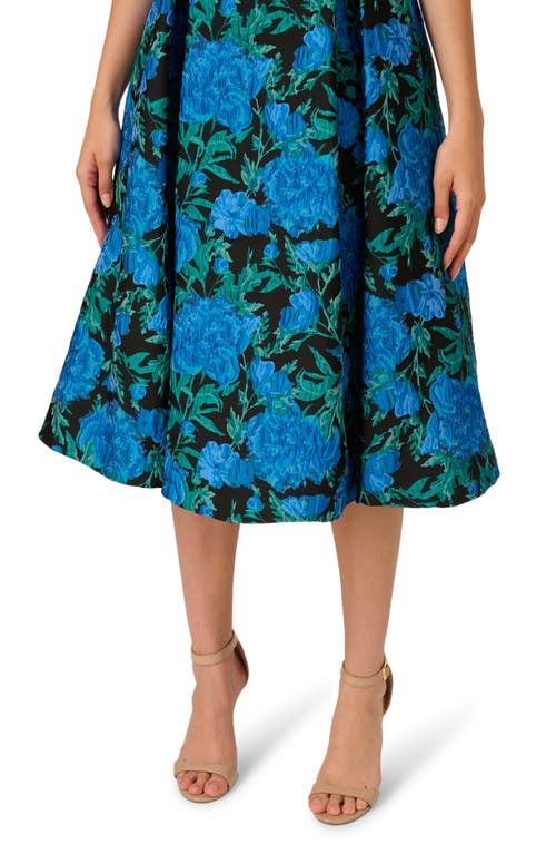 Shop Adrianna Papell Floral Jacquard A-line Cocktail Dress In Blue Green