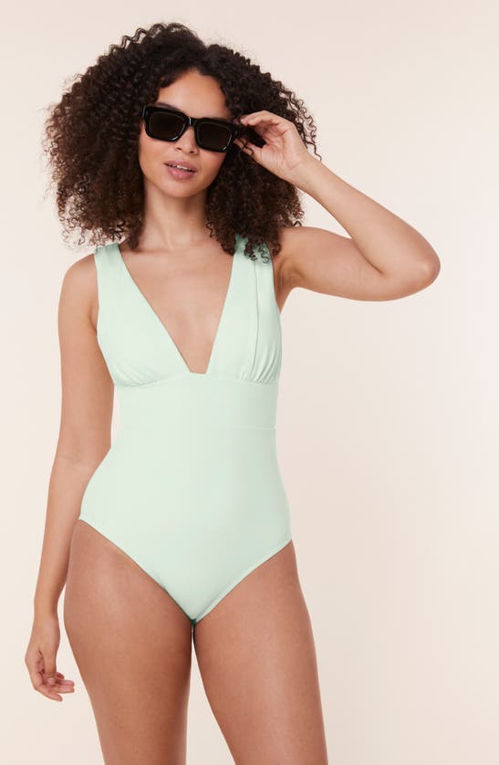 Shop Andie Mykonos Plunge One-piece Swimsuit In Pistachio