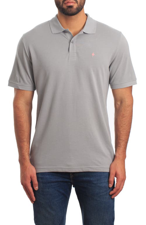 Lightning Bolt Embroidered Polo in Grey