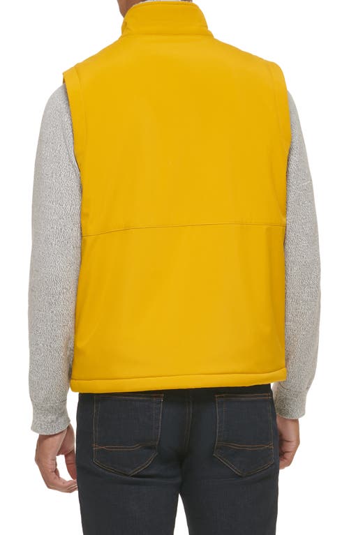 Tommy Hilfiger Water Resistant Faux Shearling Lined Quilted Vest In Yellow/navy