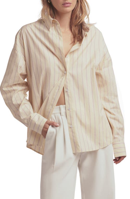 Favorite Daughter Stripe Cotton Button-up Shirt In Cream/white