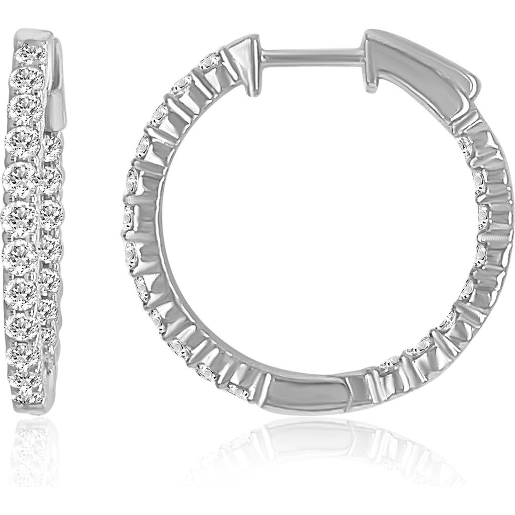 Badgley Mischka Collection Lab Created Diamond Hoop Earrings In White - Silver