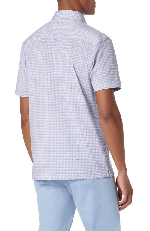 Shop Bugatchi Milo Ooohcotton® Diamond Print Short Sleeve Button-up Shirt In Lavender