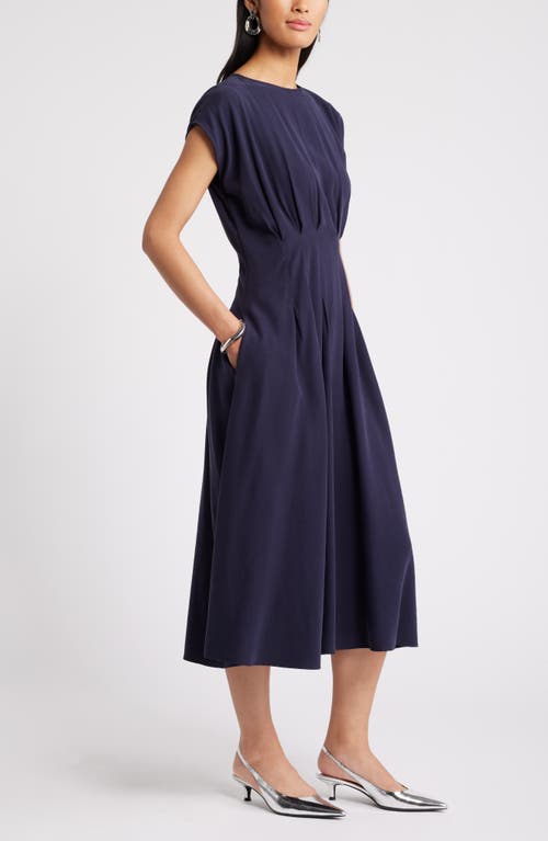 Nordstrom Pleated A-line Dress In Navy Night