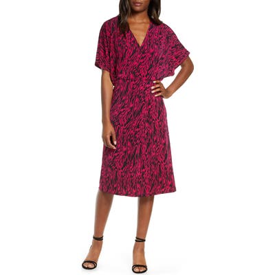 Leota Ruby Zebra Print Short Sleeve Jersey Dress, Pink