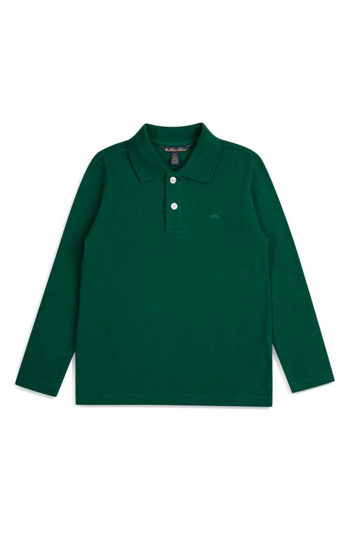 Shop Brooks Brothers Kids' Long Sleeve Piqué Polo In Green Dark