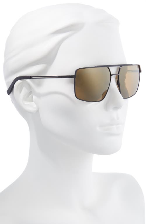 Shop Hurley Explorer 58mm Polarized Navigator Sunglasses In Matte Black/brown Base