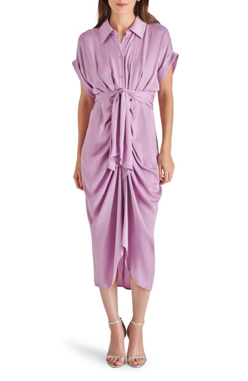 Tori Tie Waist Midi Shirtdress in Dusty Lavender