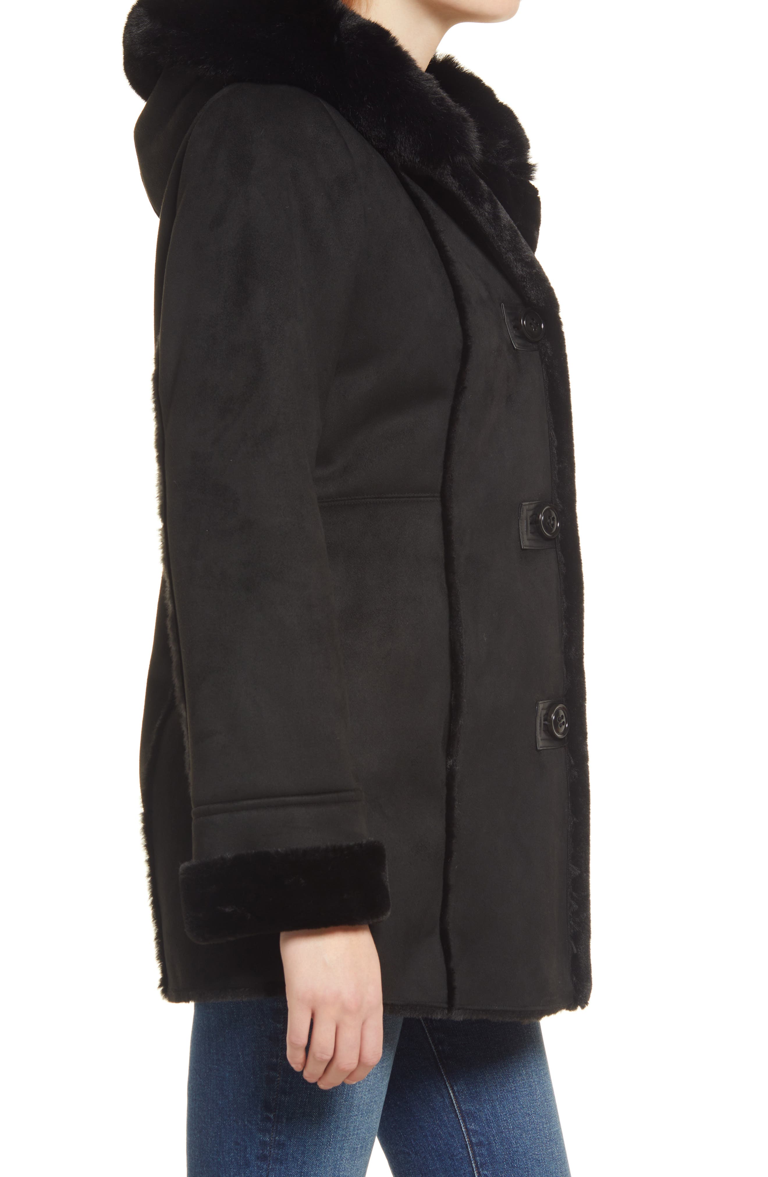 line faux shearling coat