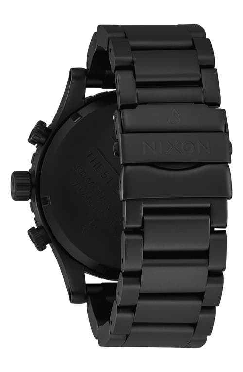 Shop Nixon 51-30 Chronograph Bracelet Watch, 51mm In All Matte Black/black