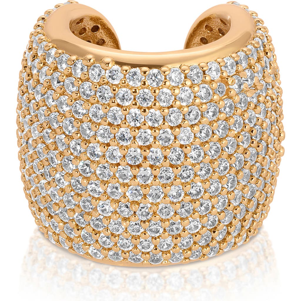 Ettika Plated Crystal Statement Chunky Cuff Earrings In Gold