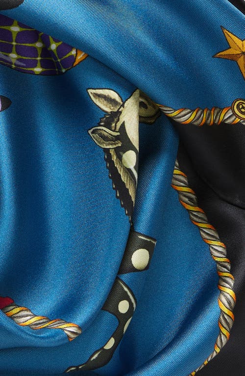 Shop Echo The Menagerie Silk Square Scarf In Blue Depths