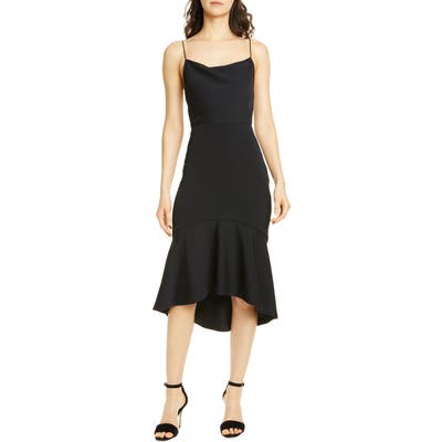 Alice + Olivia Adrina Flounce Hem Midi Dress, Black