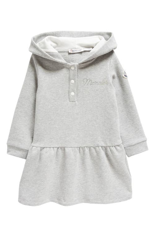 Moncler Kids' Long Sleeve Hooded Stretch Cotton Dress in Grey at Nordstrom, Size 12-18M