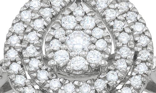 Fzn Sterling Silver Diamond Pavé Teardrop Bridal Ring In Silver