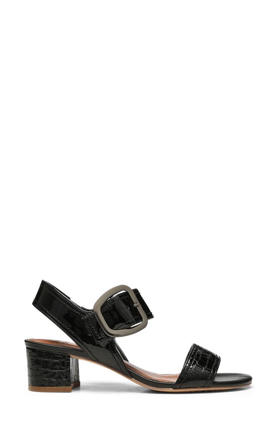 Shop Donald Pliner Neve Croc Embossed Heeled Sandal In Black