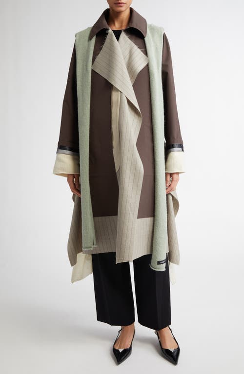 Shop Undercover Mixed Media Coat In Gray Brown