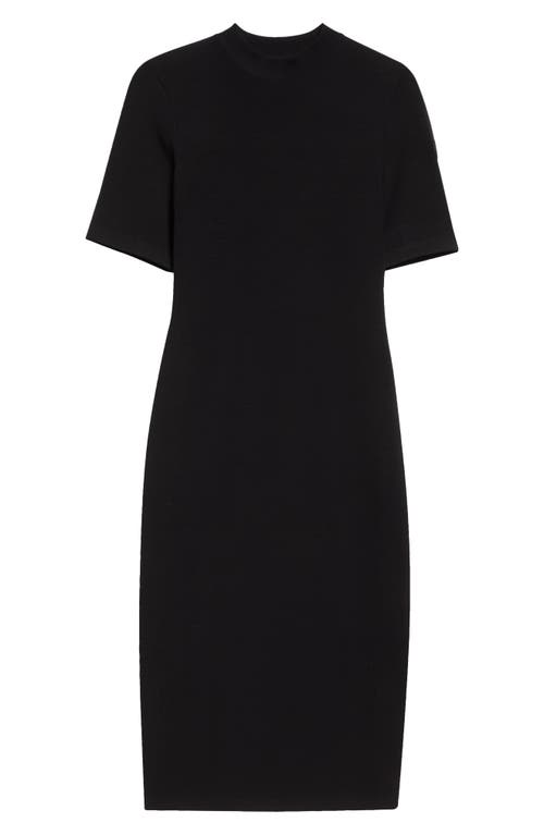 Shop Moncler Cut & Sew Short Sleeve Midi Dress In Black