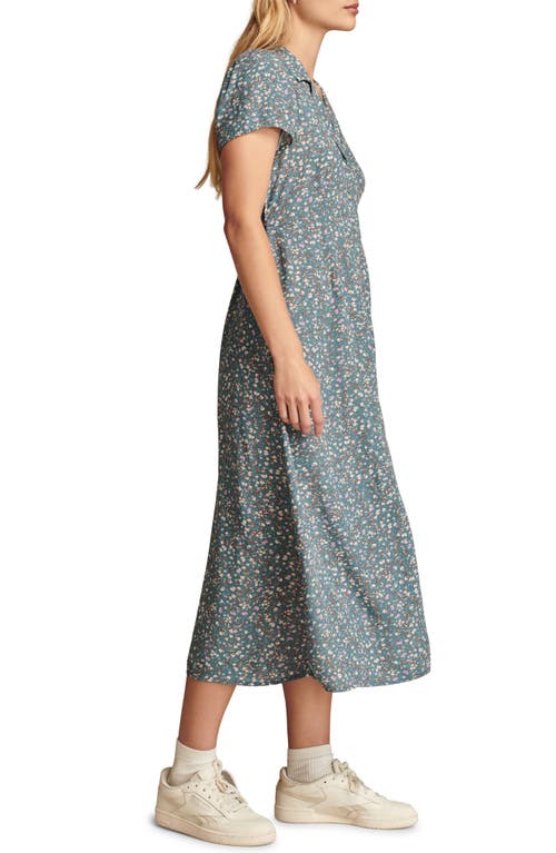 Lucky Brand Floral Cotton Shirtdress In Blue Floral