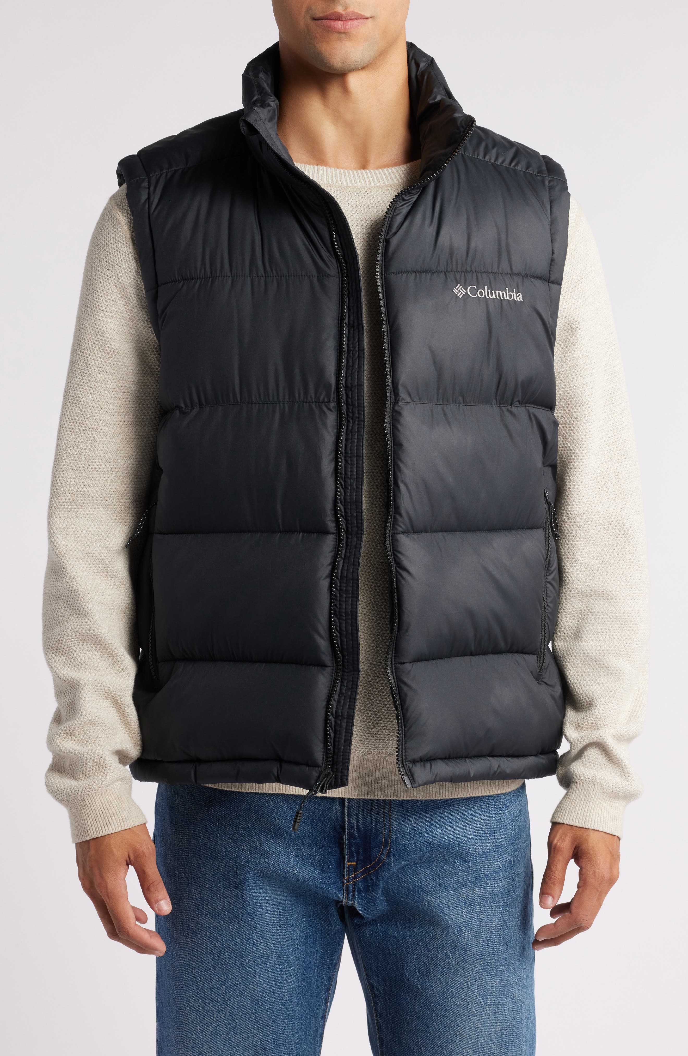 Columbia Pike Lake™ II Water Repellent Insulated Puffer Vest in Black/Black Cover